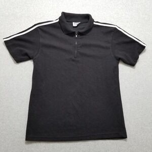 B&B Sports Polo Shirt Mens Large Black Short Sleeve Zip